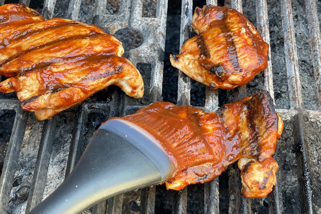 basting chicken with keto bbq sauce 