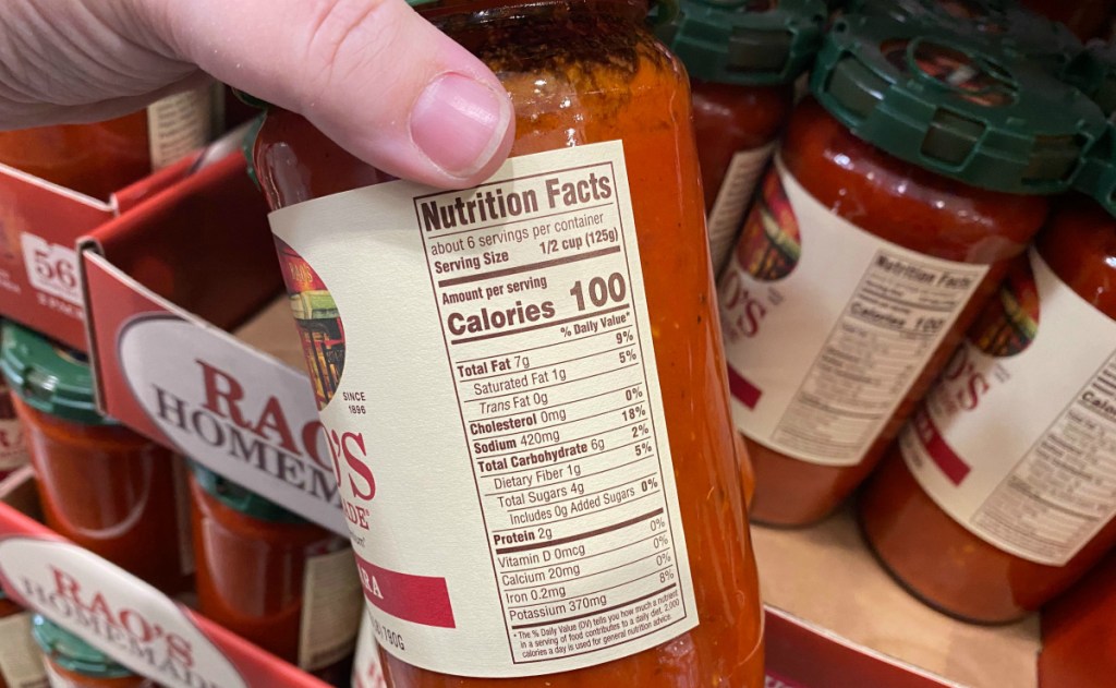 Rao's nutrition label at Costco