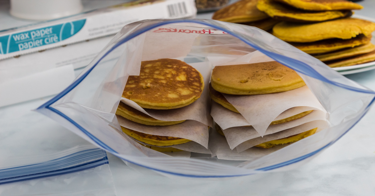 freezing keto pancakes in plastic bags