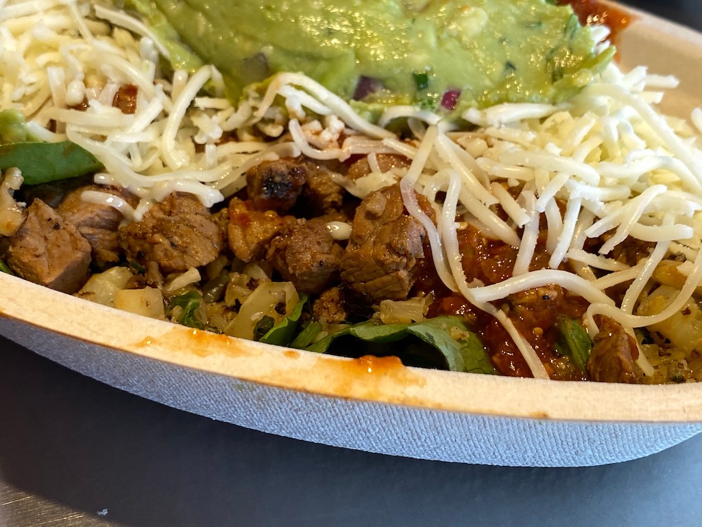 close up of chipotle bowl 