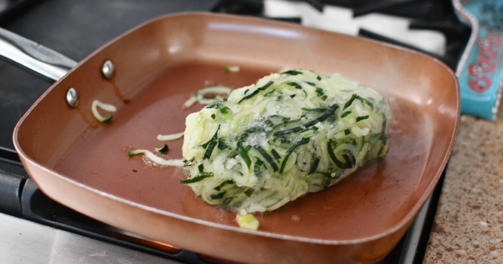 pan with frozen zuuchini noodles 