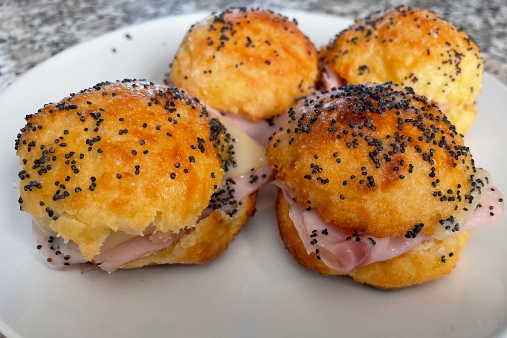 keto ham and cheese sliders on display