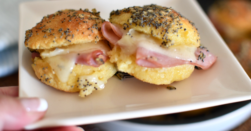 keto ham and cheese sliders on plate 