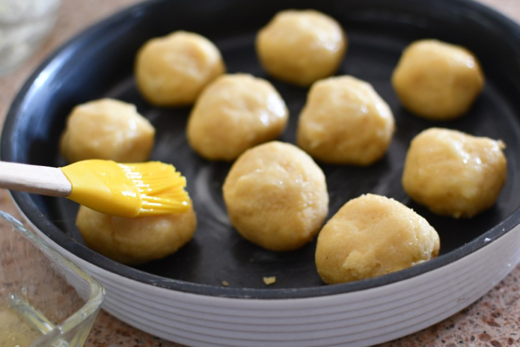 dough balls with egg wash