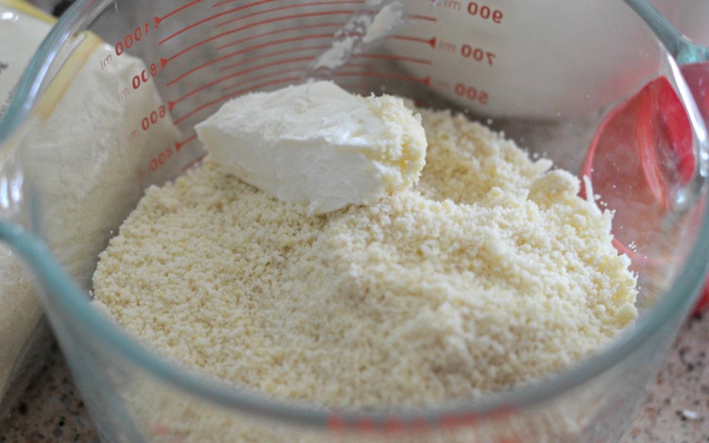 mixing pizza dough