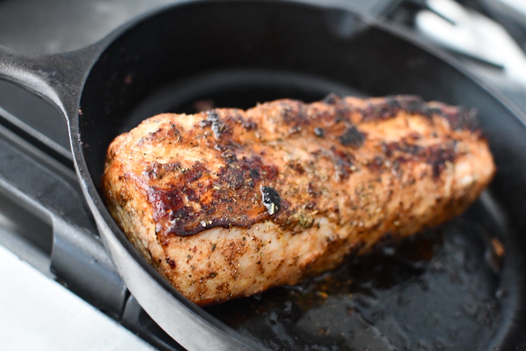 Pork tenderloin in cast iron pan