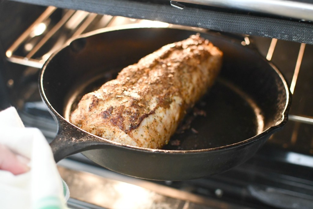 putting pork loin in the oven