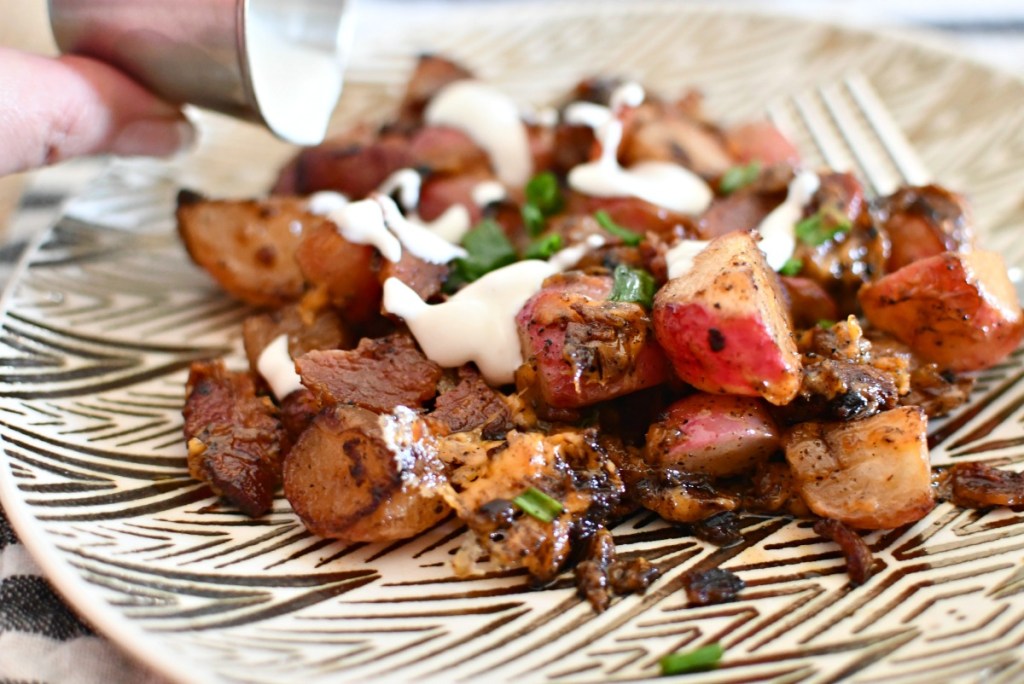 ranch drizzle over loaded radishes