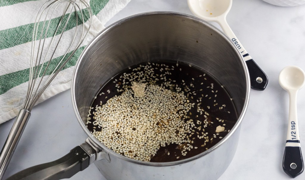 sesame seeds in sauce pan 