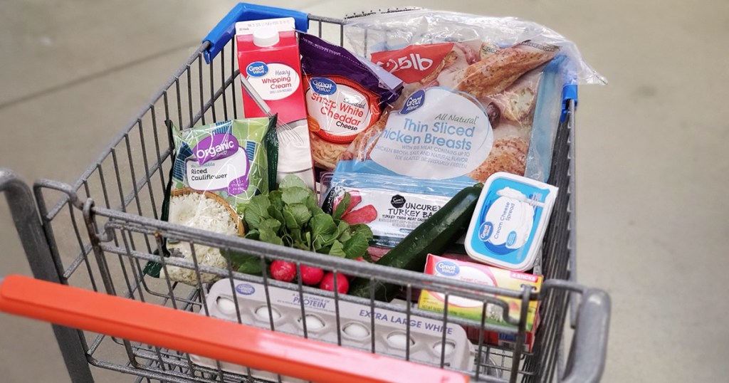 keto groceries in cart at Walmart