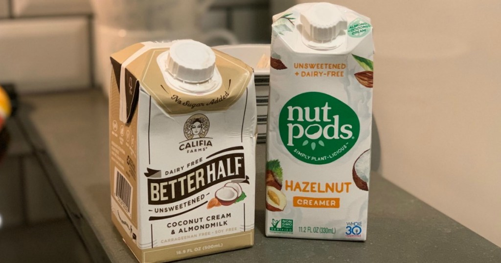 keto coffee creamers on counter 