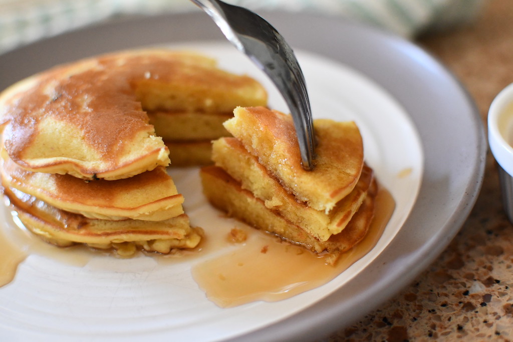 fork with keto pancakes 