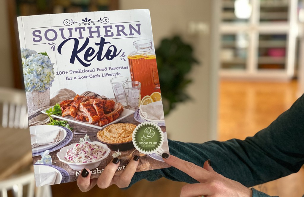southern keto cookbook with book club sticker