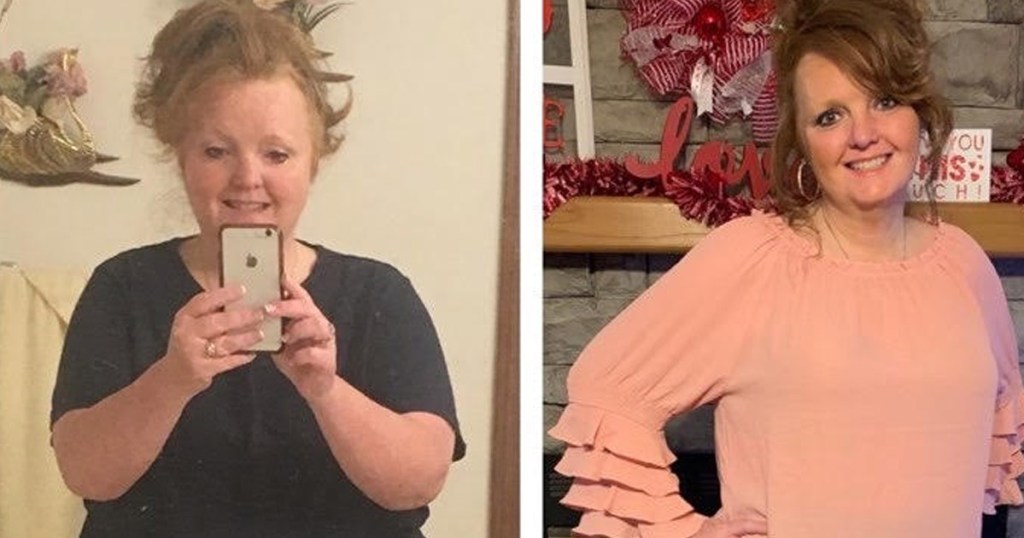 woman before and after keto diet