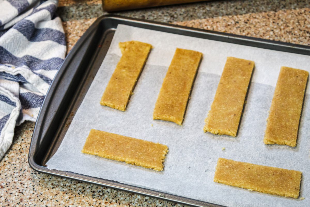 shortbread cookies on baking sheet