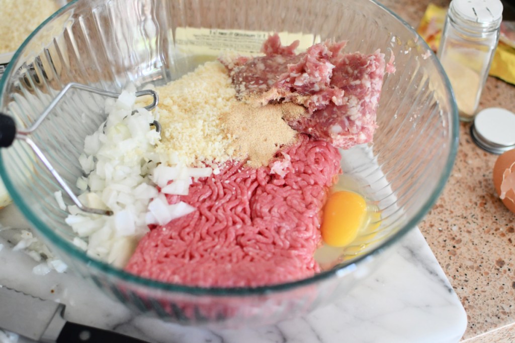 meatball ingredients in a large bowl