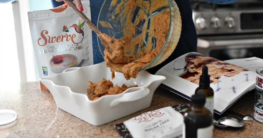 pouring batter into a bowl