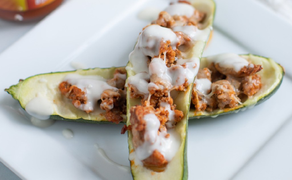 Two Buffalo Chicken Zucchini Boats That Are Keto