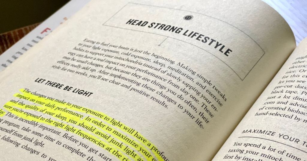 Head Strong book open to chapter 11 with highlighted text