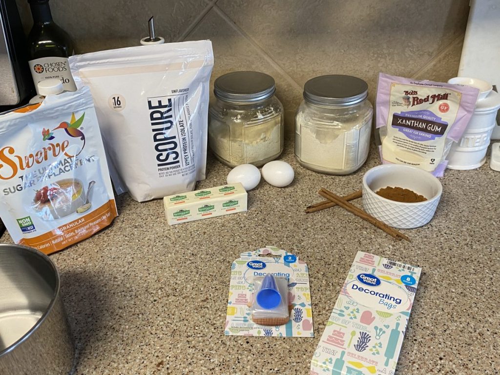 ingredients on counter to make keto churros