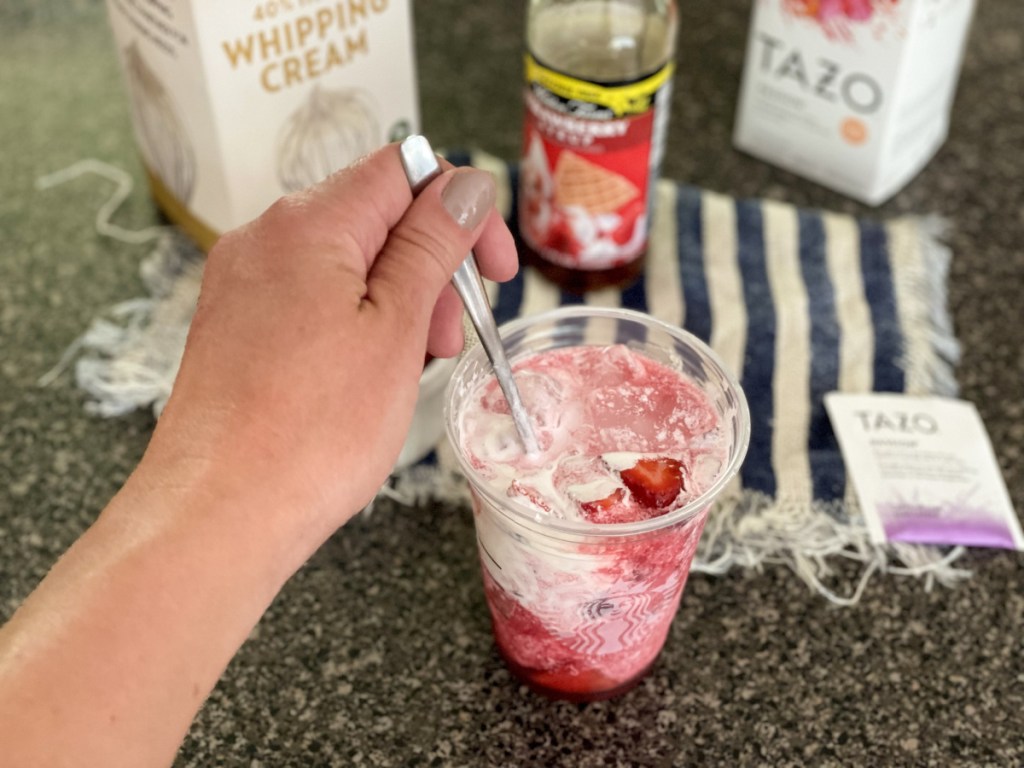 stirring keto pink drink