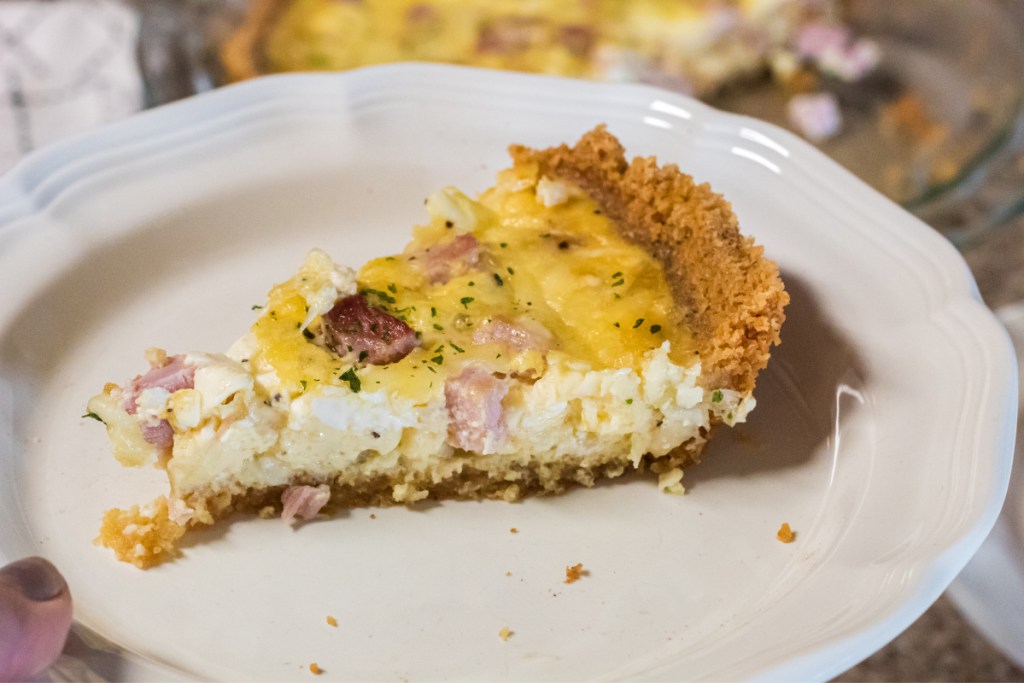 Slice of keto carnivore quiche