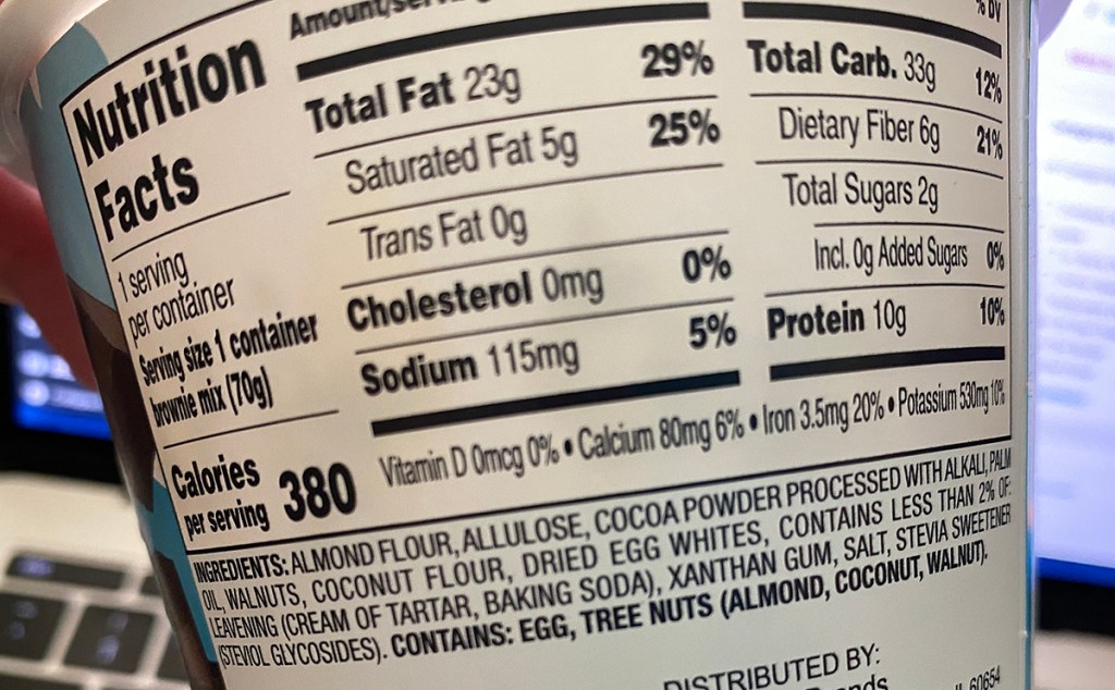 duncan hines nutrition label on keto cakes