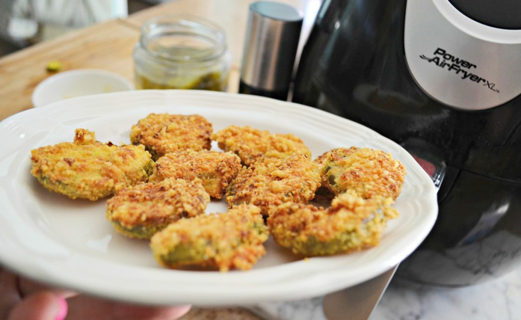 keto air fryer pickles on a plate