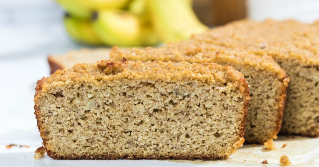 arrangement of keto banana bread slices