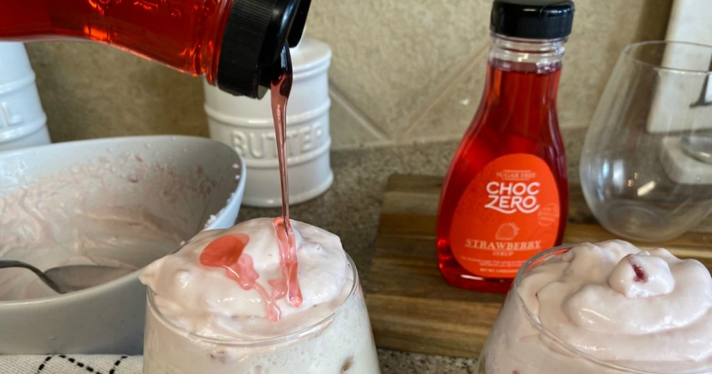 using ChocZero sugar free strawberry syrup in milk