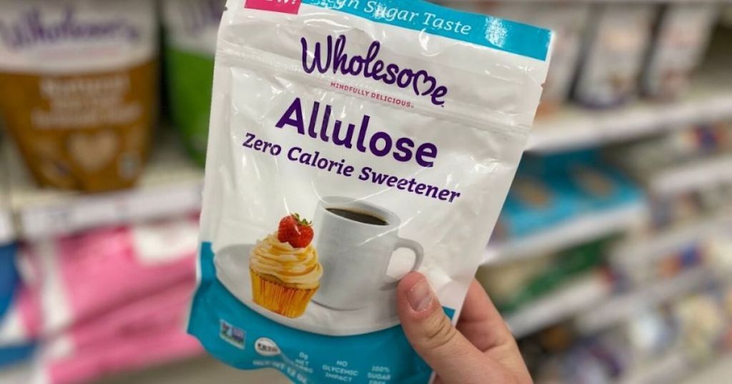 man hand holding Allulose Sweetener at target