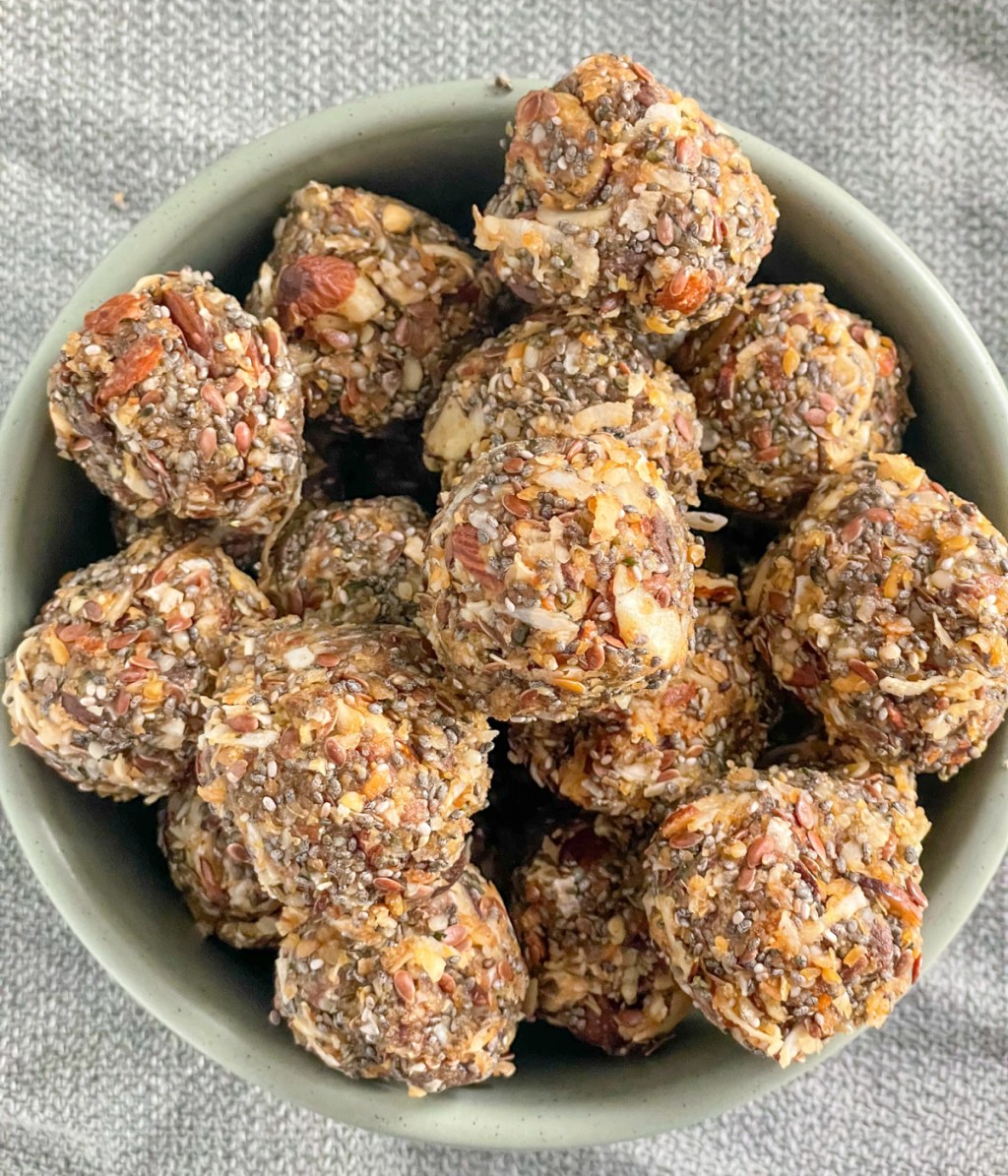 keto protein balls in a bowl