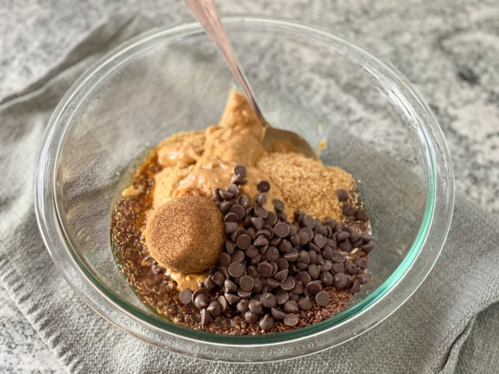 keto protein ball ingredients all in a bowl