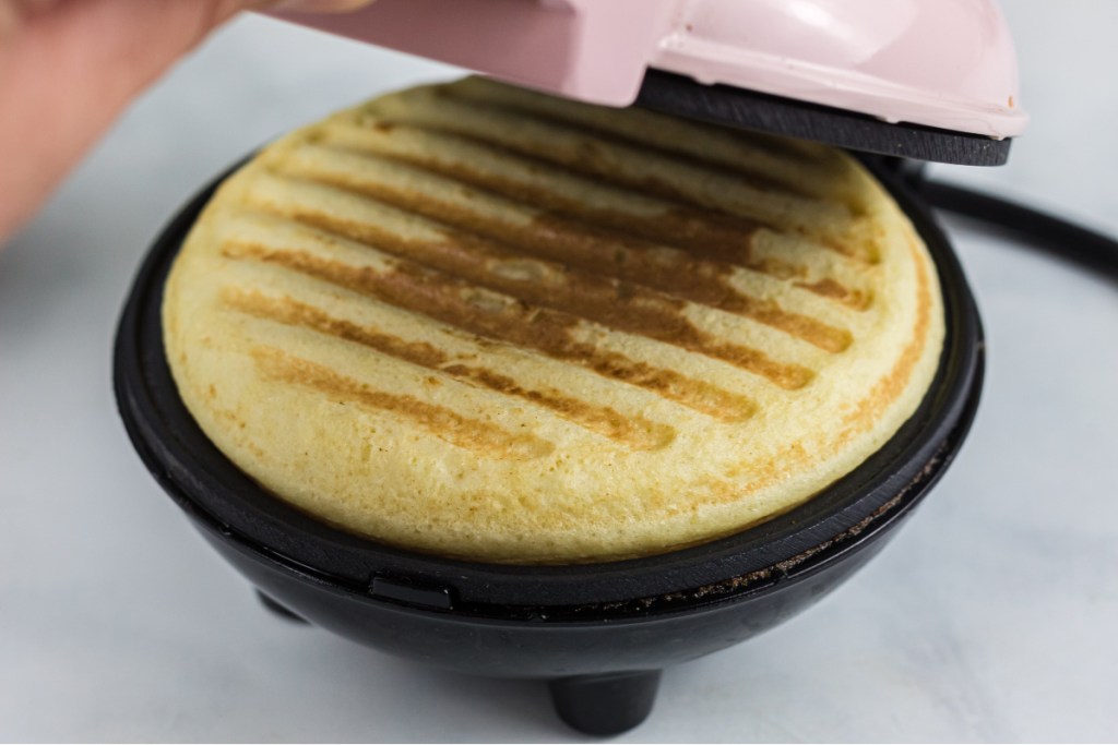 close up of chaffle in a dash maker