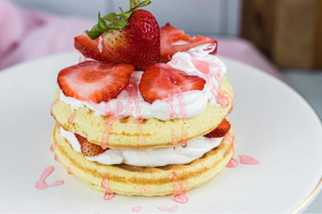 stacked keto strawberry shortcake chaffle