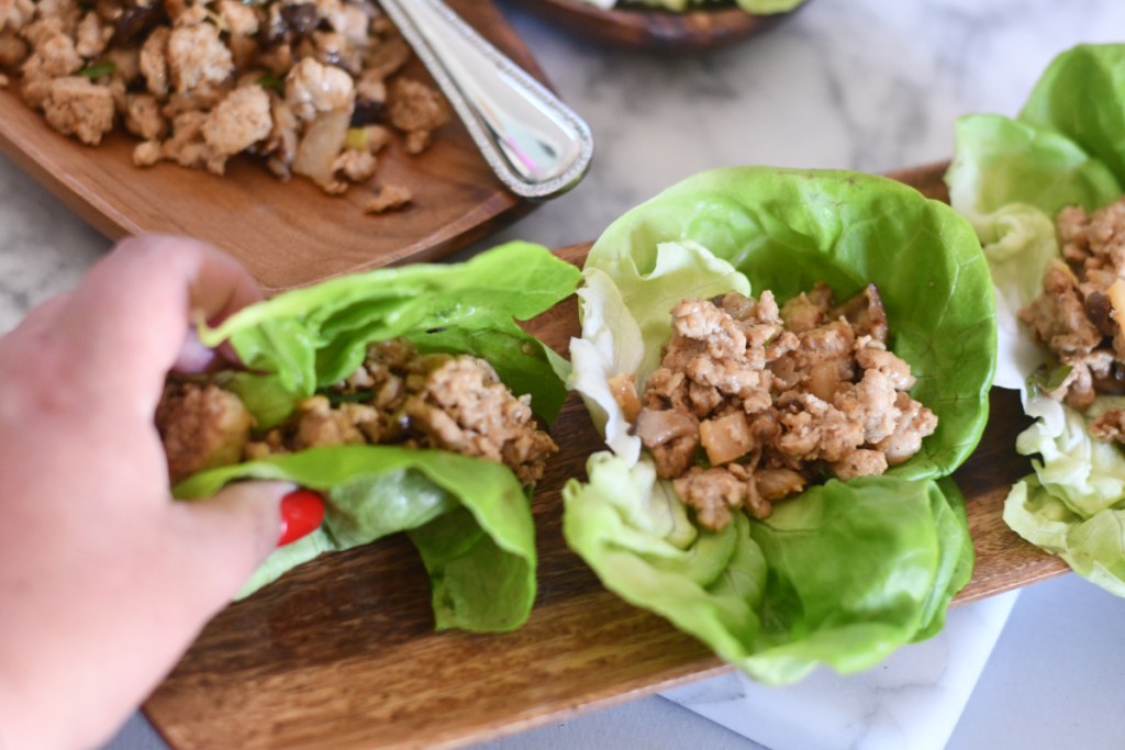 Lettuce wraps on a tray