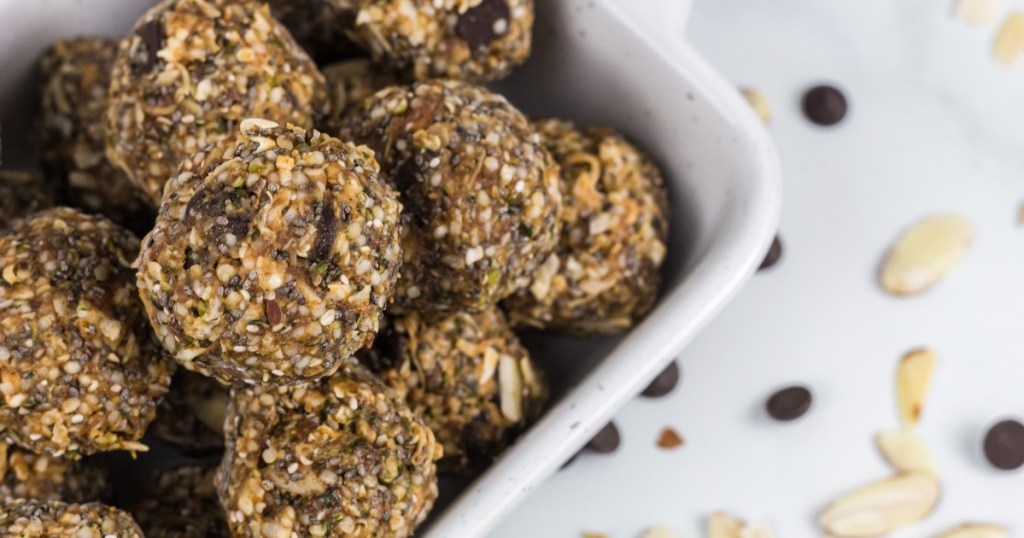 Close up of a bowl of Keto Protein Balls