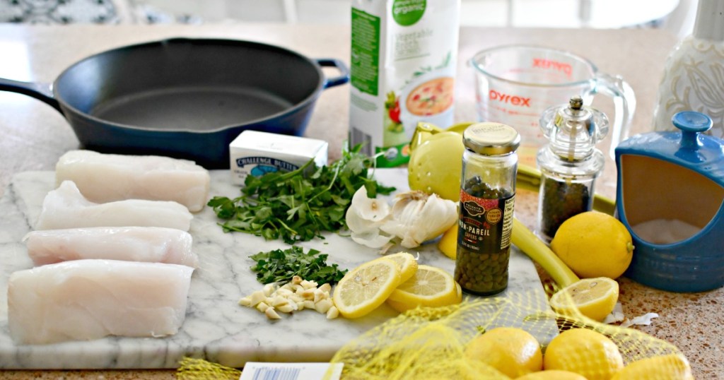 ingredients for lemon caper halibut