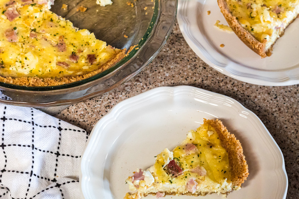 slice of keto carnivore quiche on plate