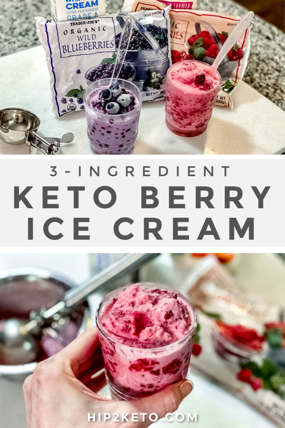 3 Ingredient Keto Blueberry Ice Cream (Easy Dessert Recipe) | Hip2Keto
