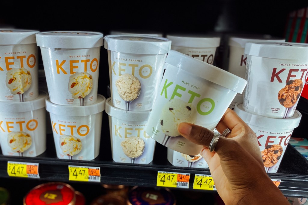 keto pint ice cream in fridge