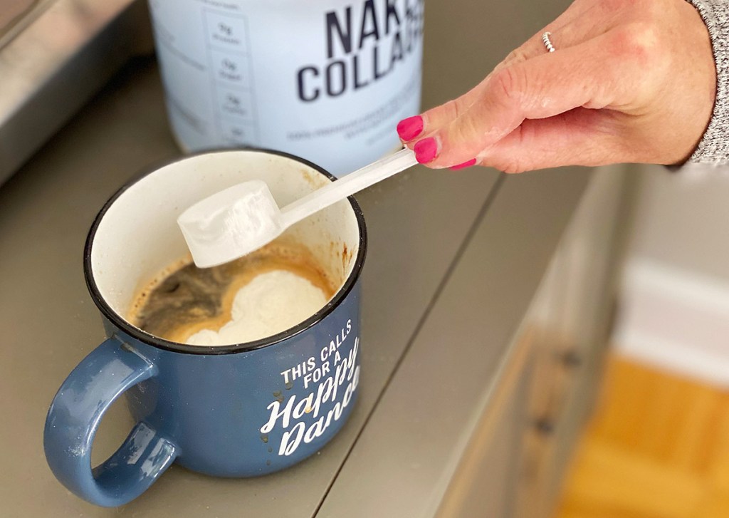 naked collagen powder added to coffee