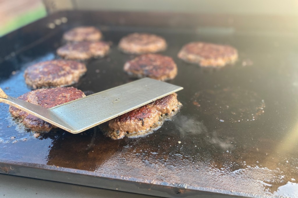 burgers on the griddle