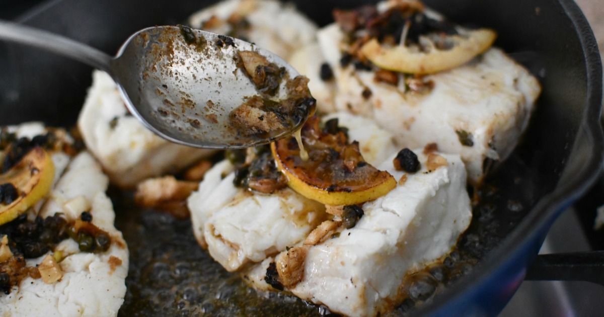 Keto PanSeared Halibut with Lemon Butter Caper Sauce Hip2Keto