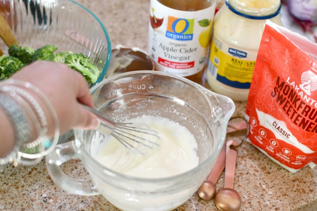 whipping up broccoli salad recipe