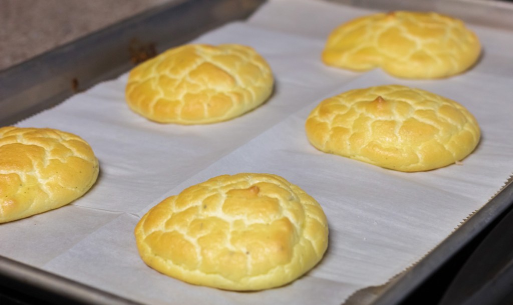 keto cloud bread on a pan