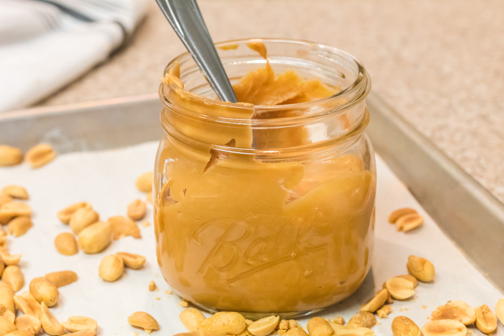 homemade peanut butter in jar