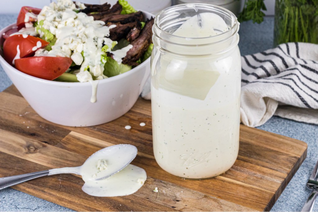 Bleu cheese dressing and salad