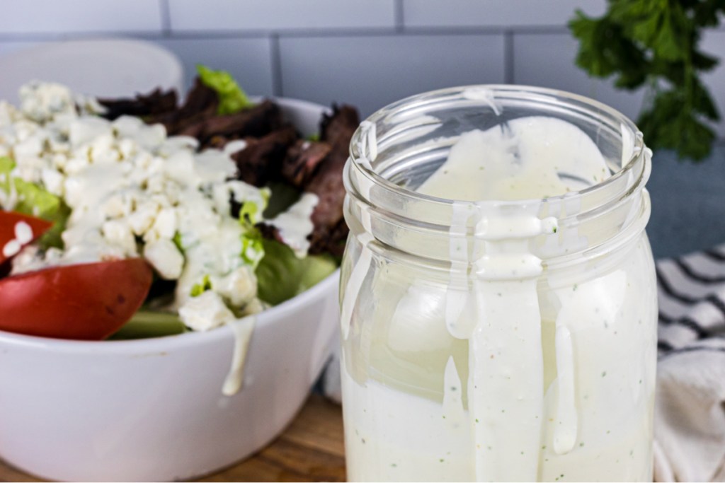 Close up of blue cheese dressing