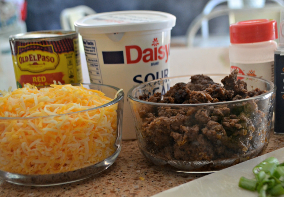 ingredients to make one of our keto 4-ingredient meals, beef enchiladas